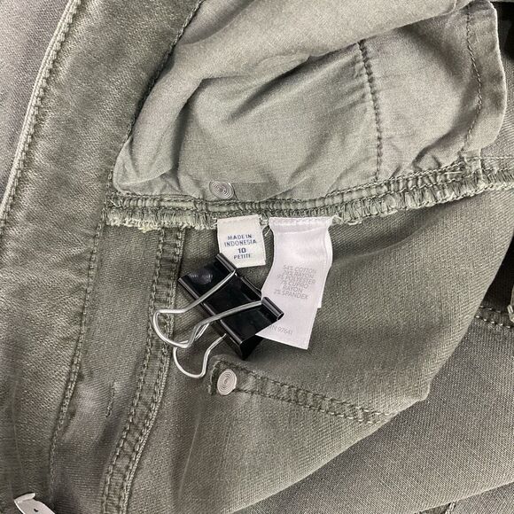 J. Jill Authentic Fit Cropped Jeans Women’s Size 10p Frayed Hem Olive Green - Picture 8 of 10